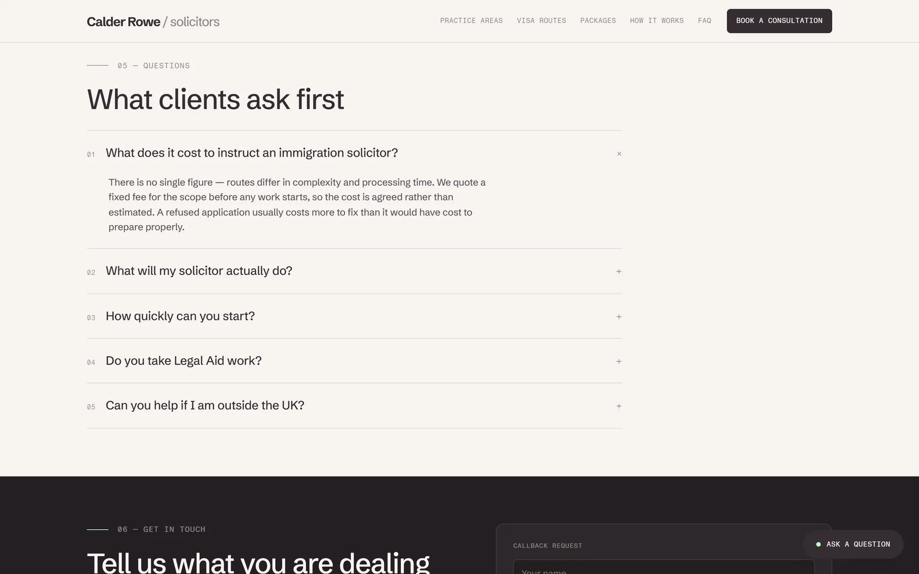 Frequently asked questions accordion answering what clients ask first